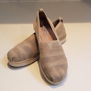 BOBS from Skechers Women's Beige Knit Slip-On Flats